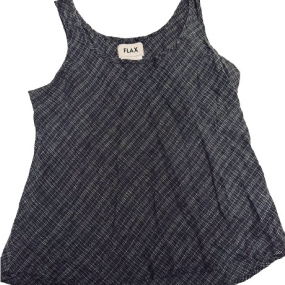 Flax Women's Dark Grey Plaid Women’s Sleeveless Top Size Large
